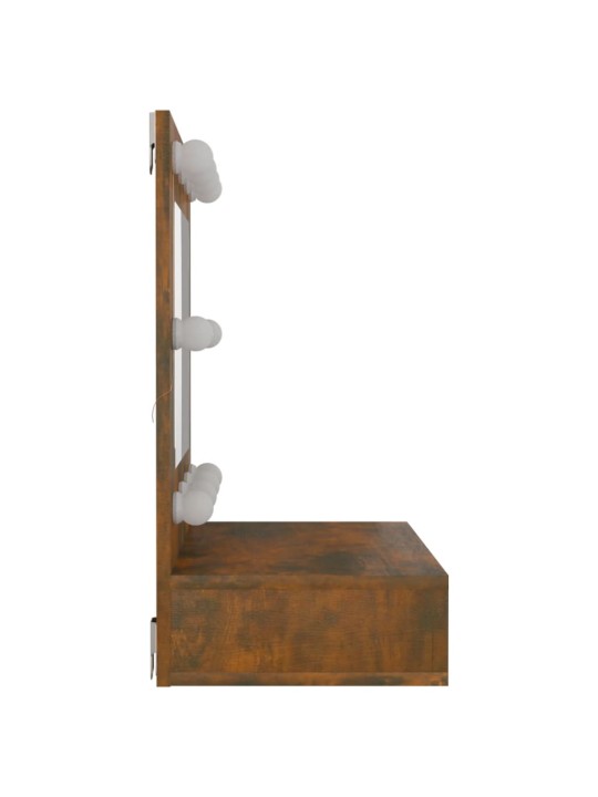 Zrcadlová skříňka s LED kouřový dub 60 x 31,5 x 62 cm