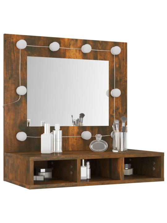 Zrcadlová skříňka s LED kouřový dub 60 x 31,5 x 62 cm