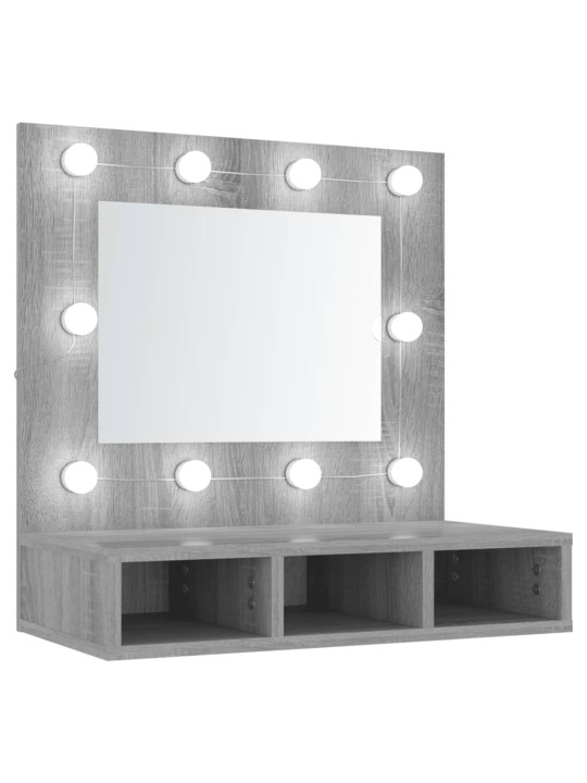 Zrcadlová skříňka s LED šedá sonoma 60 x 31,5 x 62 cm