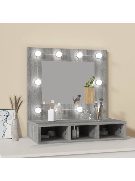 Zrcadlová skříňka s LED šedá sonoma 60 x 31,5 x 62 cm