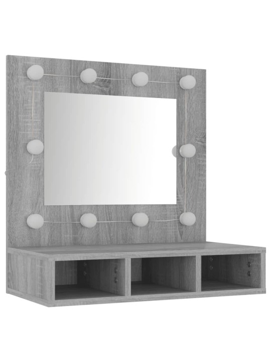 Zrcadlová skříňka s LED šedá sonoma 60 x 31,5 x 62 cm