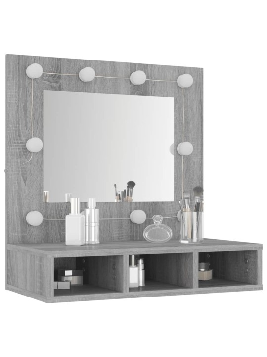 Zrcadlová skříňka s LED šedá sonoma 60 x 31,5 x 62 cm