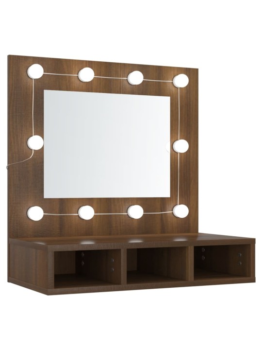 Zrcadlová skříňka s LED hnědý dub 60 x 31,5 x 62 cm