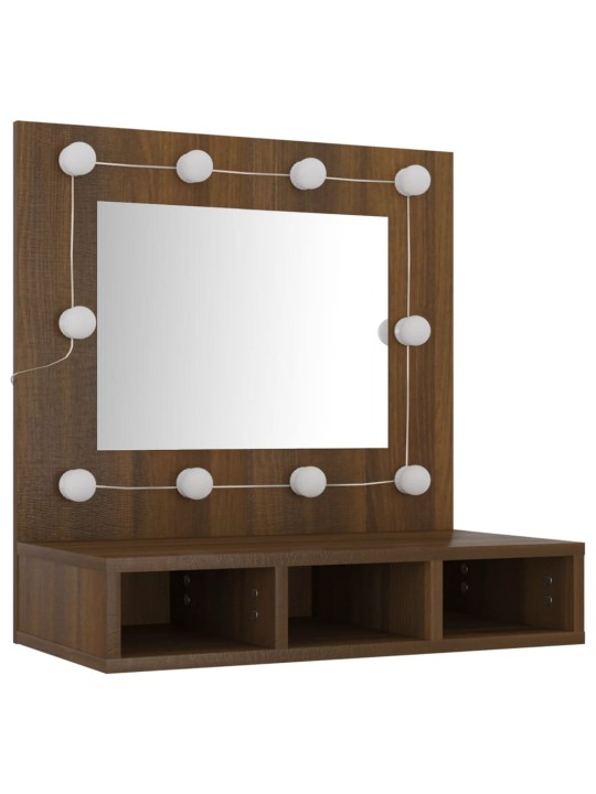 Zrcadlová skříňka s LED hnědý dub 60 x 31,5 x 62 cm