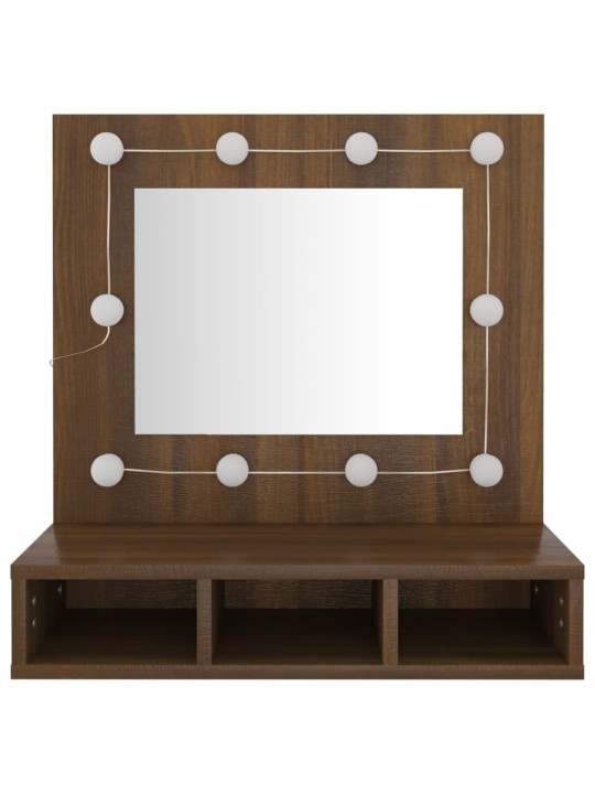 Zrcadlová skříňka s LED hnědý dub 60 x 31,5 x 62 cm