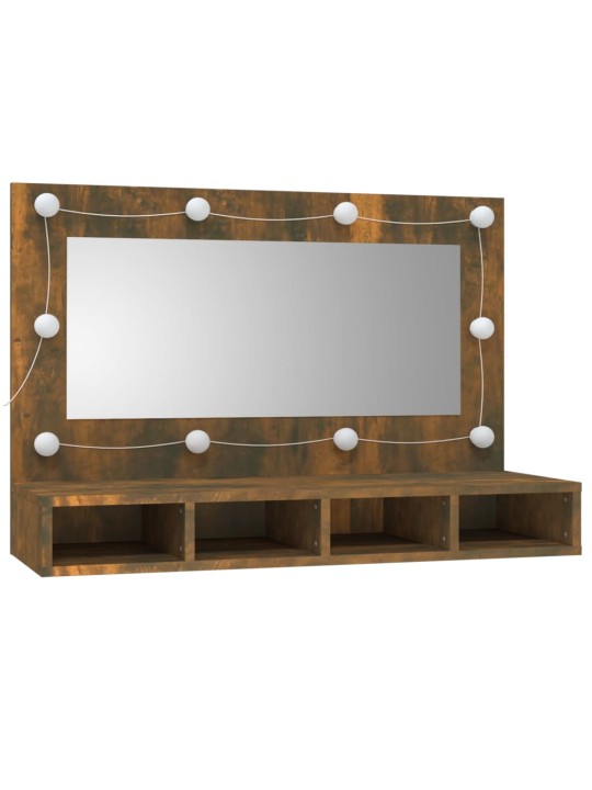 Zrcadlová skříňka s LED kouřový dub 90 x 31,5 x 62 cm