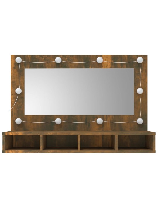 Zrcadlová skříňka s LED kouřový dub 90 x 31,5 x 62 cm