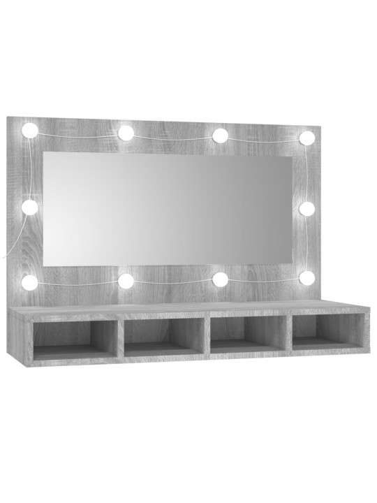 Zrcadlová skříňka s LED šedá sonoma 90 x 31,5 x 62 cm