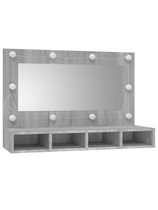 Zrcadlová skříňka s LED šedá sonoma 90 x 31,5 x 62 cm