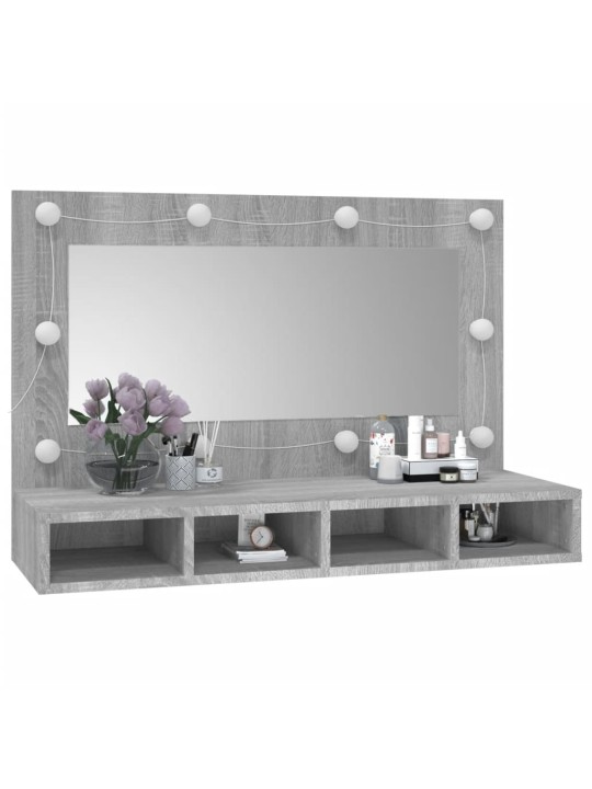 Zrcadlová skříňka s LED šedá sonoma 90 x 31,5 x 62 cm
