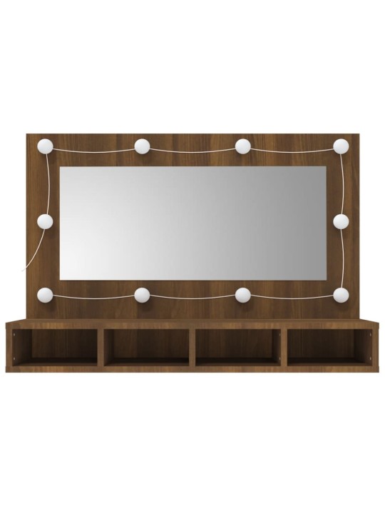 Zrcadlová skříňka s LED hnědý dub 90 x 31,5 x 62 cm