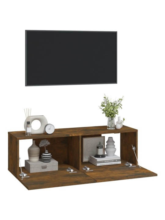 Nástěnné TV skříňky 2 ks kouřový dub 100 x 30 x 30 cm kompozit