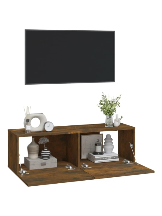 Nástěnné TV skříňky 2 ks kouřový dub 100 x 30 x 30 cm kompozit