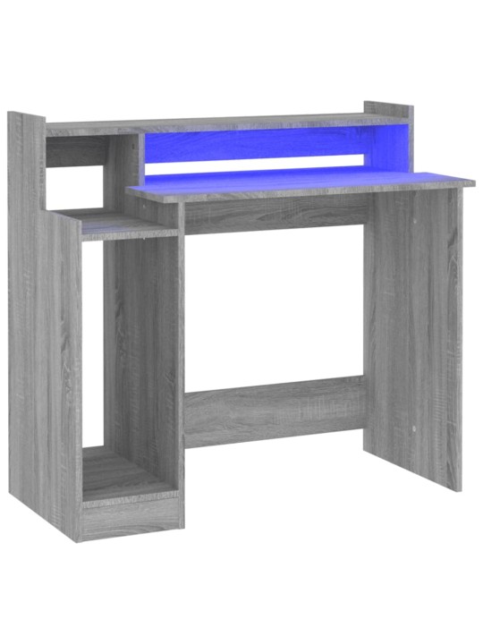 Psací stůl s LED světly šedý sonoma 97x45x90cm kompozitní dřevo