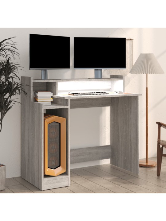 Psací stůl s LED světly šedý sonoma 97x45x90cm kompozitní dřevo