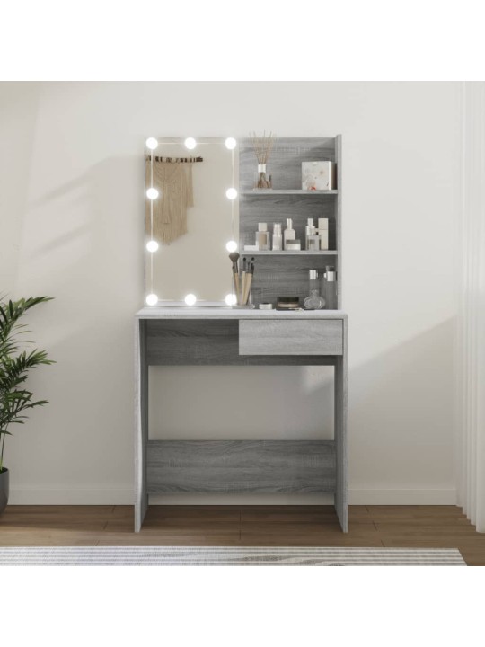 Toaletní stolek s LED šedý sonoma 74,5 x 40 x 141 cm