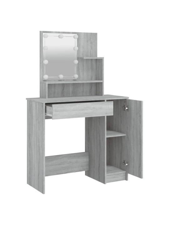 Toaletní stolek s LED šedý sonoma 86,5 x 35 x 136 cm