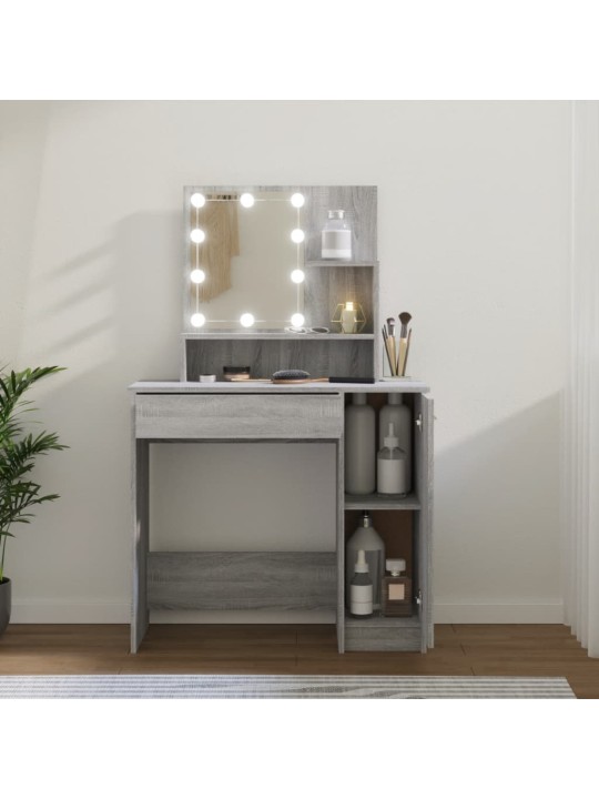 Toaletní stolek s LED šedý sonoma 86,5 x 35 x 136 cm