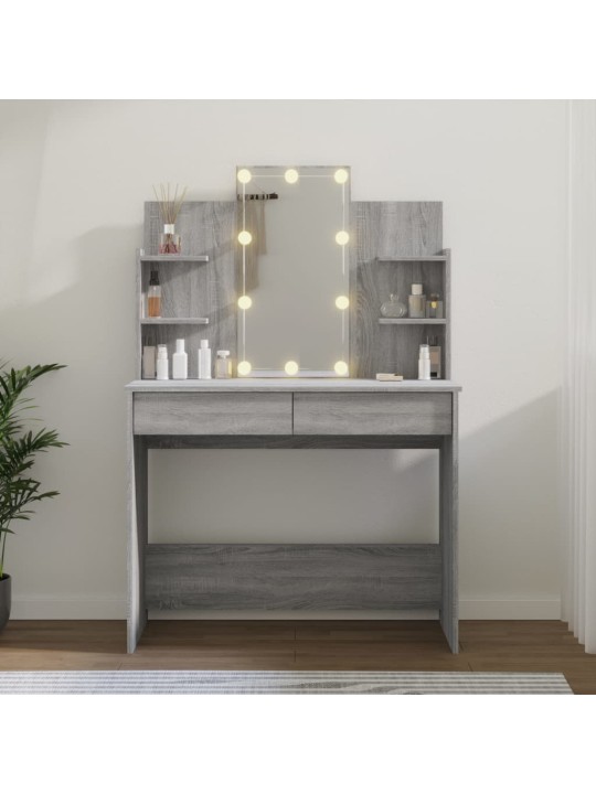 Toaletní stolek s LED šedý sonoma 96 x 40 x 142 cm