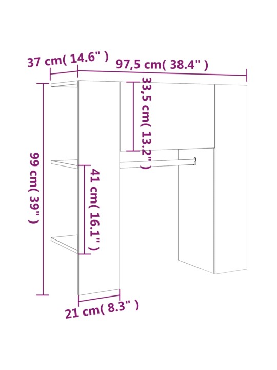 Skříň do předsíně hnědý dub 97,5x37x99 cm kompozitní dřevo