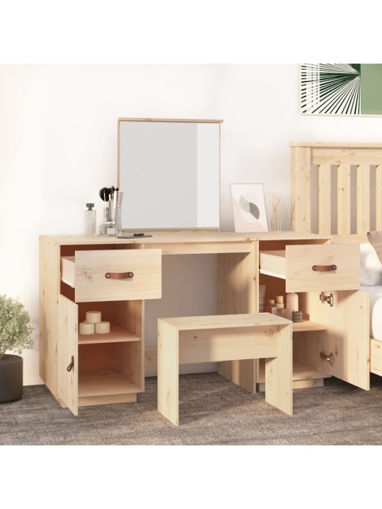 Set toaletního stolku se zrcadlem masivní borové dřevo