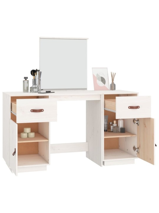 Set toaletního stolku se zrcadlem bílý masivní borové dřevo