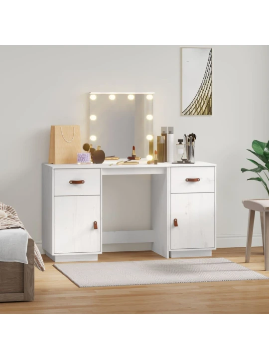 Set toaletního stolku s LED Bílý masivní borovice