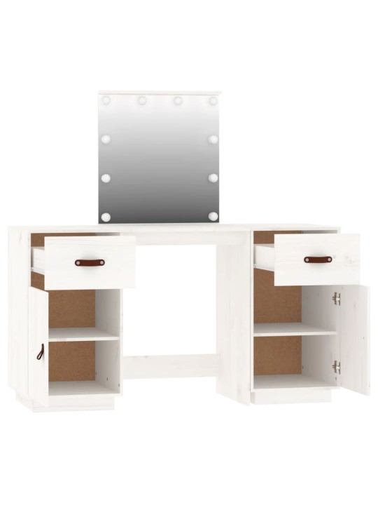 Set toaletního stolku s LED Bílý masivní borovice
