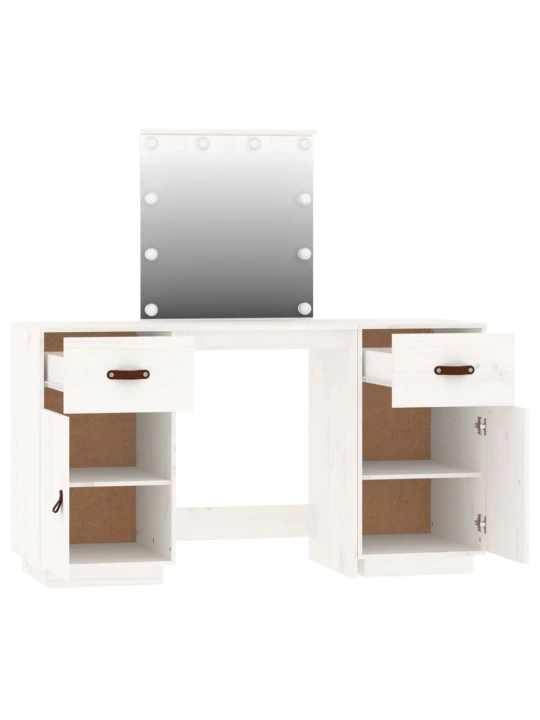 Set toaletního stolku s LED Bílý masivní borovice