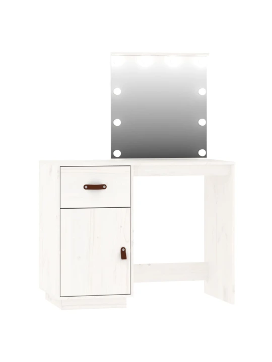 Set toaletního stolku s LED Bílý masivní borovice