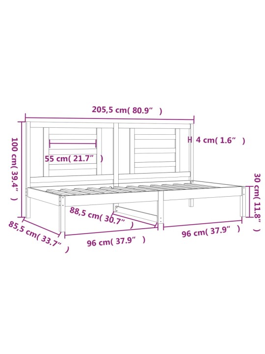 Válenda bez matrace bílá 80 x 200 cm masivní borovice
