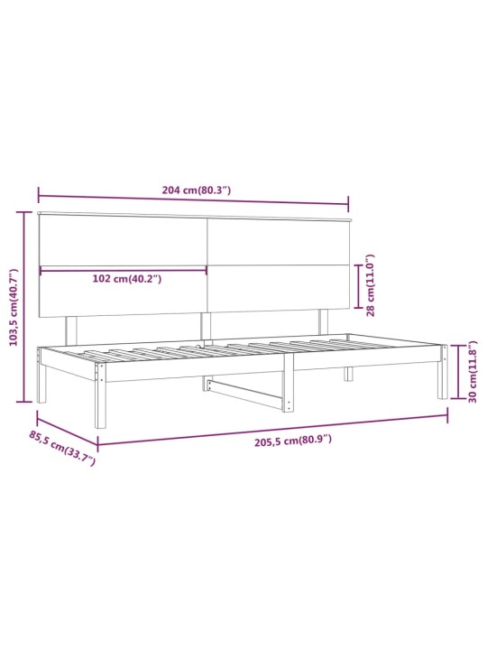 Válenda bez matrace bílá 80 x 200 cm masivní borovice