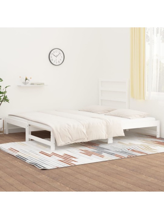 Výsuvná postel bílá 2x (90 x 200) cm masivní borovice