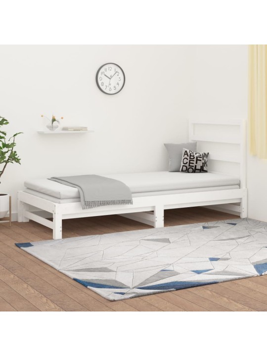 Výsuvná postel bílá 2x (90 x 200) cm masivní borovice