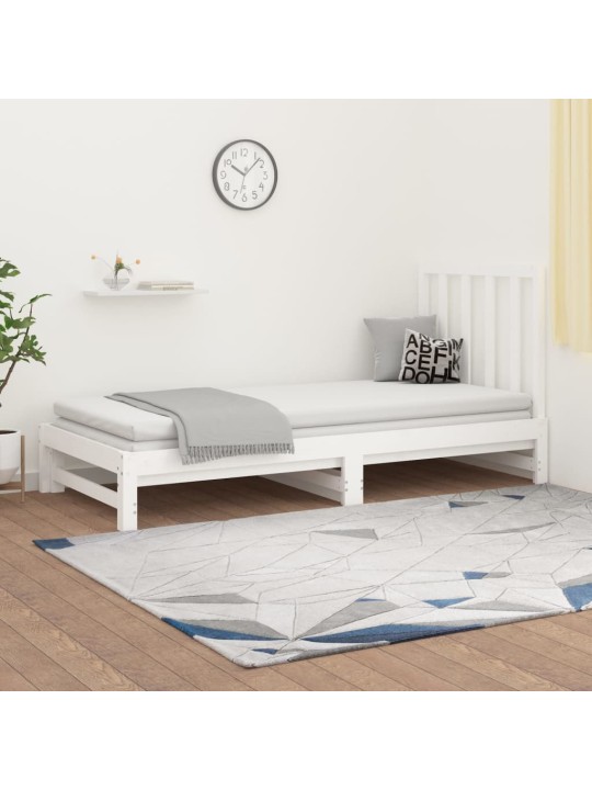 Výsuvná postel bílá 2x (90 x 200) cm masivní borovice