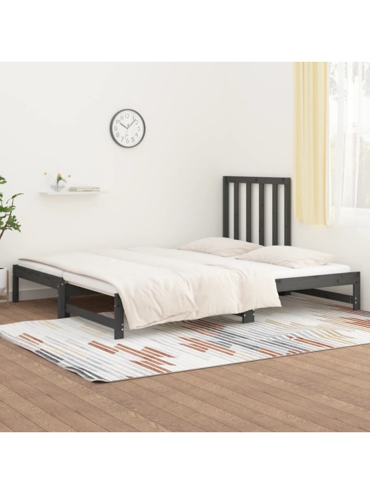 Výsuvná postel šedá 2x (90 x 200) cm masivní borovice