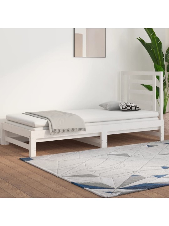 Výsuvná postel bílá 2x (90 x 200) cm masivní borovice