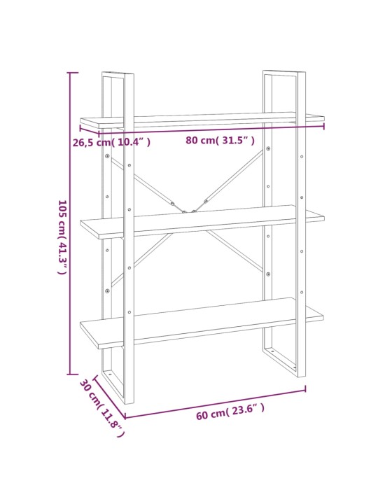 Knihovna s 5 policemi šedá sonoma 80x30x175 cm kompozitní dřevo