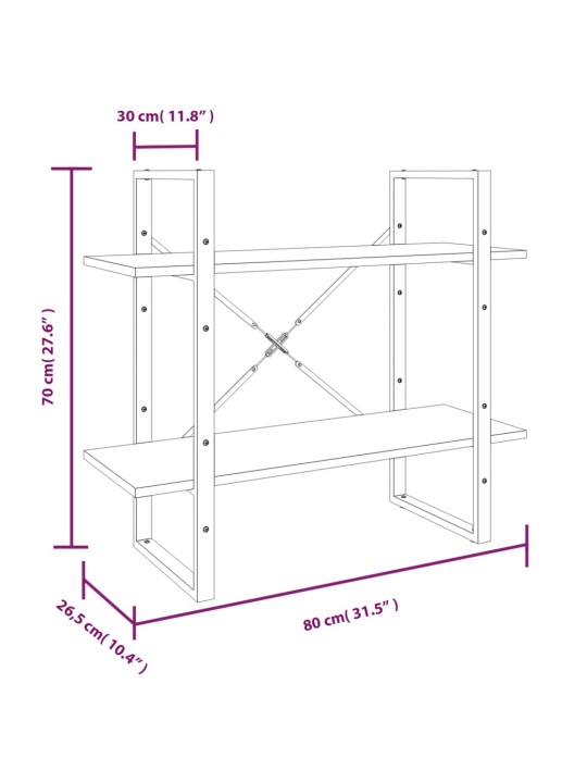 Knihovna s 5 policemi šedá sonoma 80x30x175 cm kompozitní dřevo