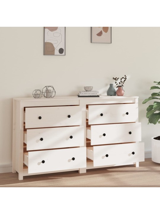 Příborník bílý 140x35x80 cm masivní borové dřevo