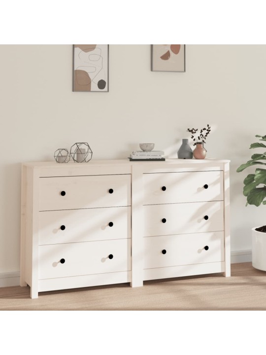 Příborník bílý 140x35x80 cm masivní borové dřevo