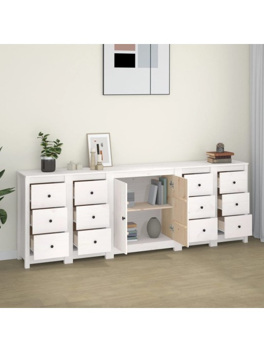Příborník bílý 230x35x80 cm masivní borové dřevo