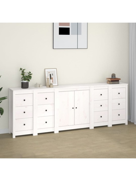 Příborník bílý 230x35x80 cm masivní borové dřevo