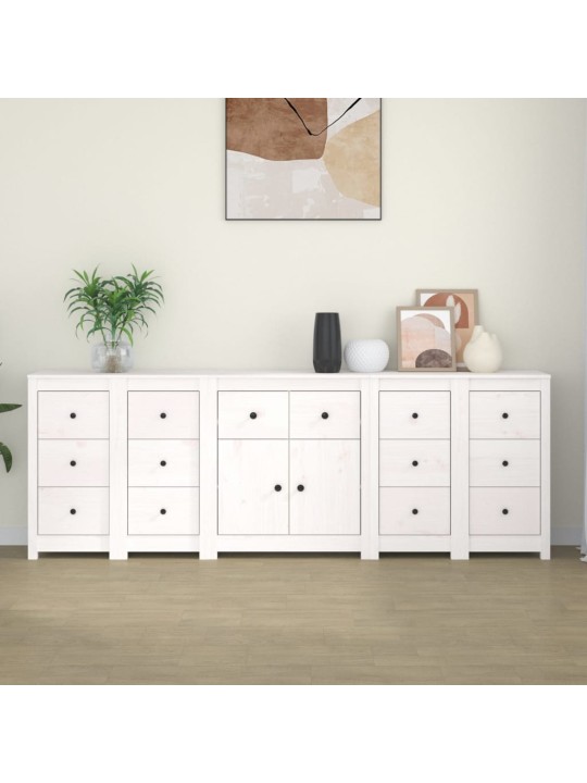 Příborník bílý 230x35x80 cm masivní borové dřevo
