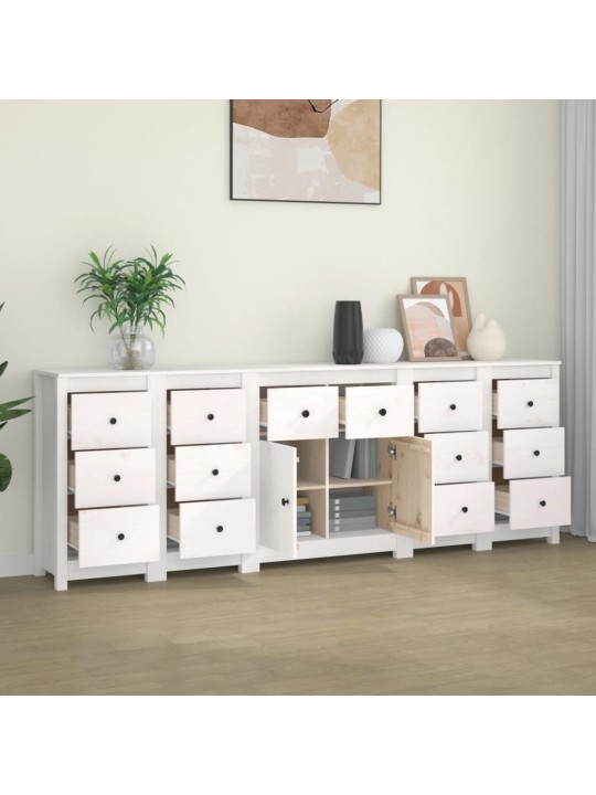 Příborník bílý 230x35x80 cm masivní borové dřevo