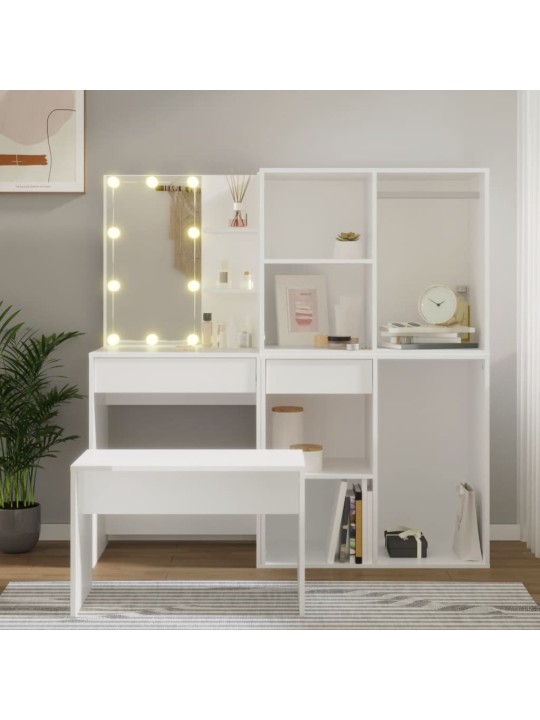 Toaletní stolek sada s LED bílý kompozitní dřevo
