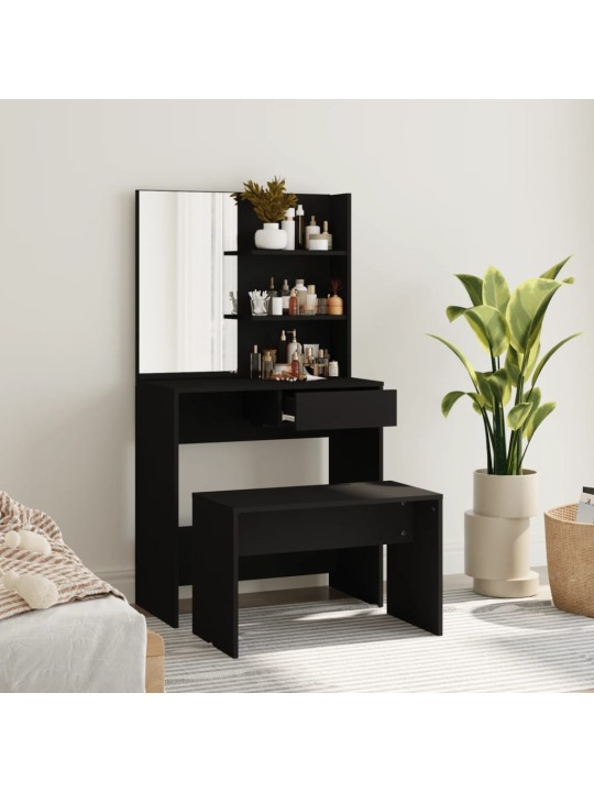 Set toaletního stolku černý 74,5 x 40 x 141 cm