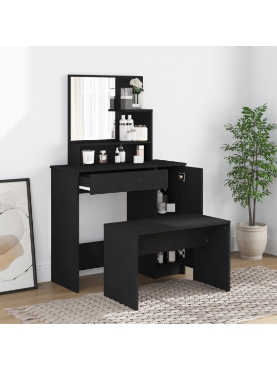 Set toaletního stolku černý 86,5 x 35 x 136 cm