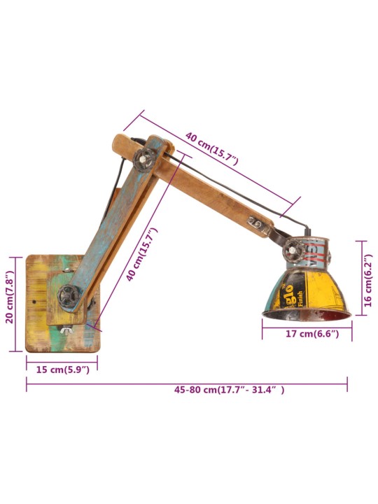 Nástěnná lampa industriální styl vícebarevná kulatá e27
