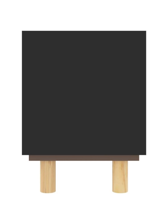 TV stolek černá 80x30x40 cm masivní borovice a přírodní ratan